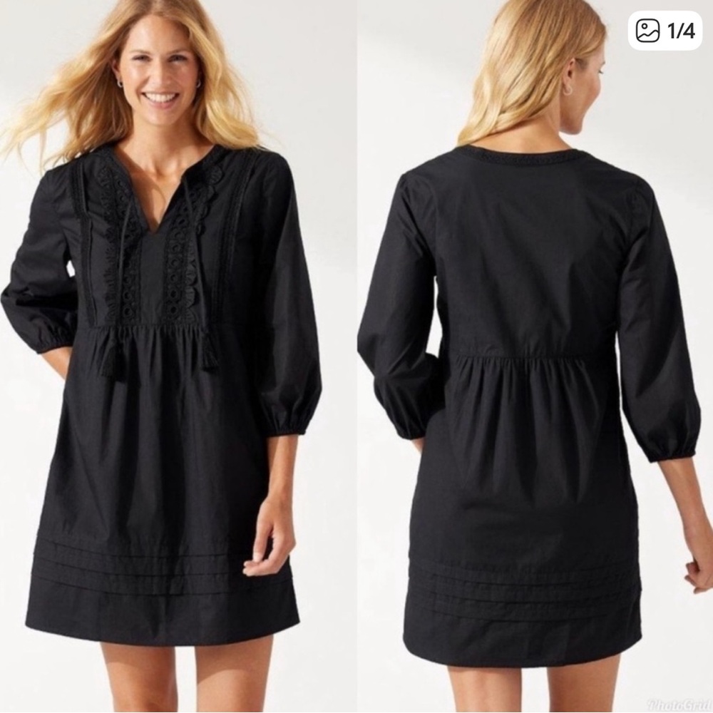 Tommy Bahama Black Long Sleeve Dress